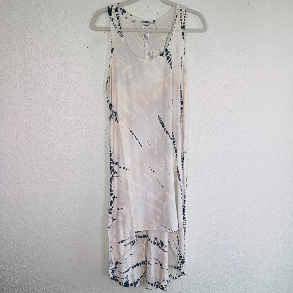 Hard Tail Y2K Tank Dress Womens Small Tie Dye Boho Hi Low Rayon Flowy USA Vtg